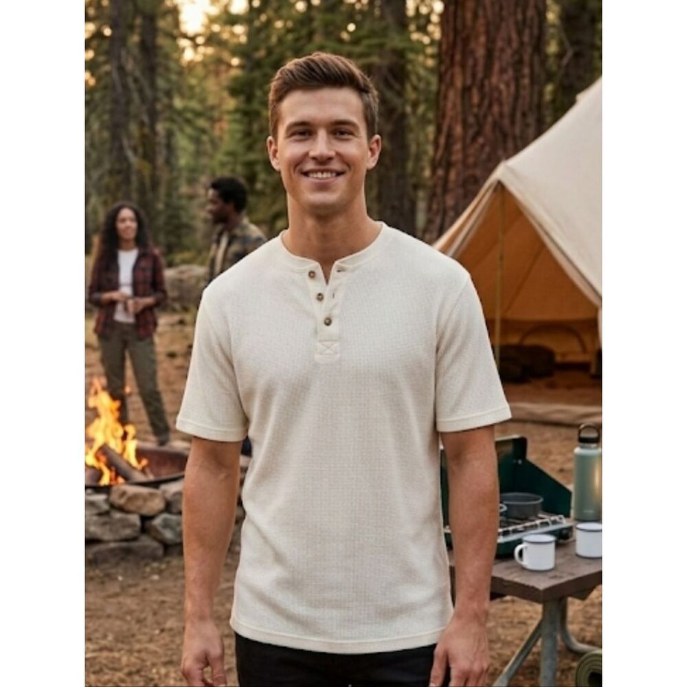 River Brand by Arrow Henley Sz L Cream